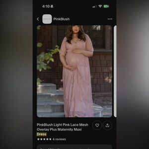 Pink Blush Maternity Dress - Light Pink Lace Mesh Overlay Maternity Maxi Dress